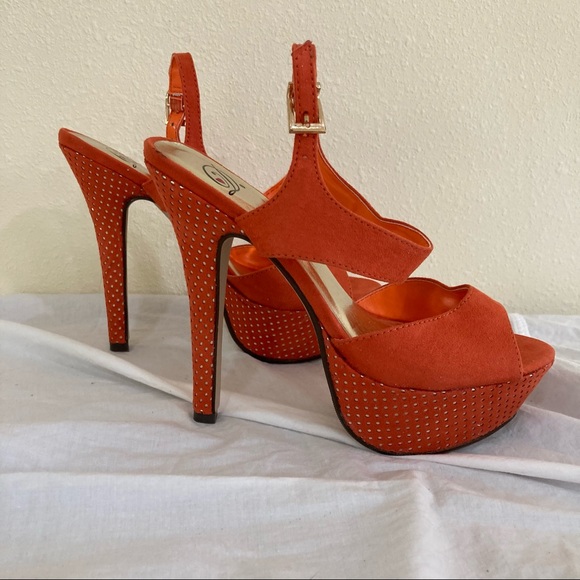 Heart in D Orange Gold platform High Heel Size 6 - Picture 9 of 17